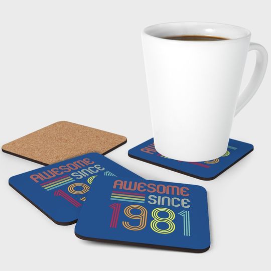 Awesome Since 1981 40th Birthday Retro Coaster