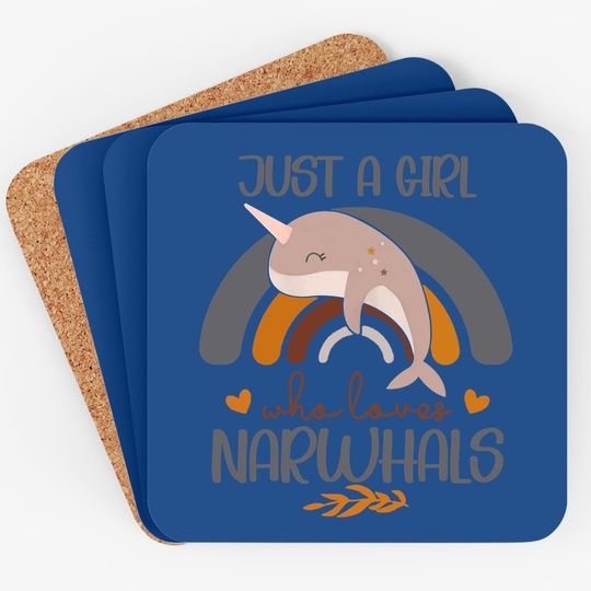 Cute Boho Rainbow Narwhal Unicorn Of Sea Whale Lover Coaster