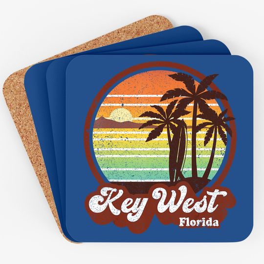 Key West Souvenirs Florida Vintage Surf Surfing Retro 70s Coaster