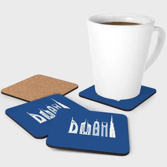 Dubai Skyline Souvenir Famous Buildings Typography Coaster