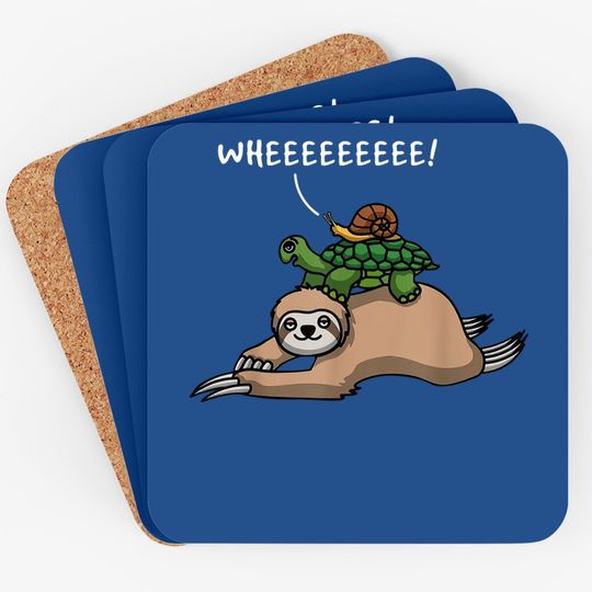 Snail Turtle Sloth Funny Cute Animal Lover Friends Coaster