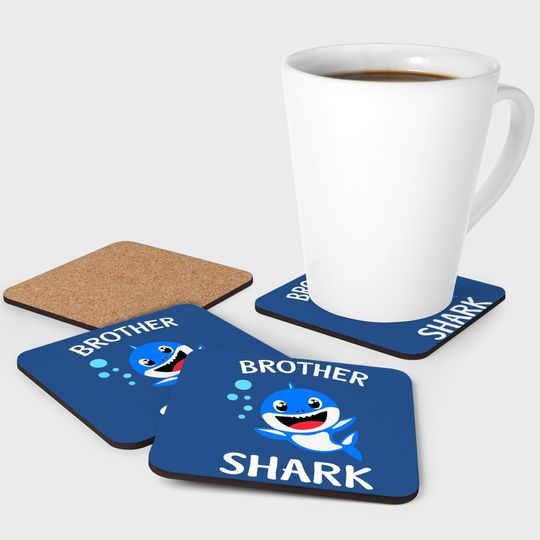 Brother Shark Gift - Cute Baby Shark Design Family Set Coaster