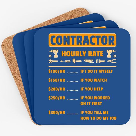 Contractor Hourly Rate Price Chart Labor Funny Gift Handyman Coaster