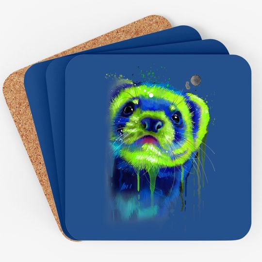 Ferret Artwork - Best Pet Hand Painting Art Gifts Coaster