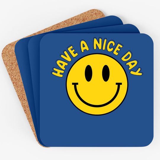 Have A Nice Day Smile Happy Face Emoji Retro Coaster