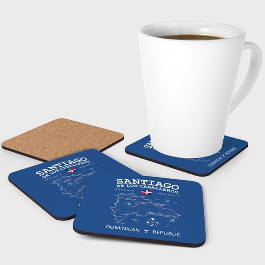 Santiago De Los Caballeros Dominican Republic Map Flag Coaster