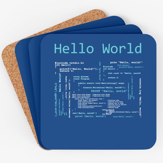 Hello World Computer Programming Languages Coaster