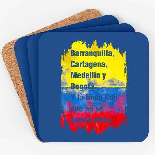 Barranquilla Cartagena Medellin Y Bogota Cali Colombian Flag Coaster