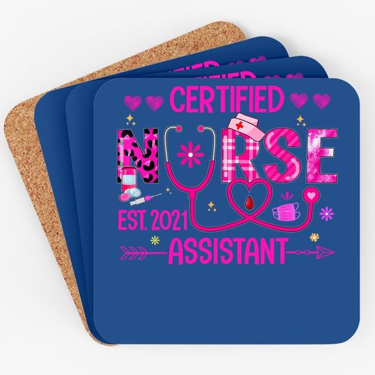 Certified Nurse Assistant Est 2021 Cna Nursing Aide Leopard Coaster