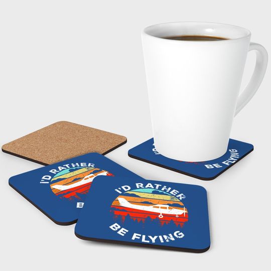 Funny Pilot Gift I'd Rather Be Flying Retro C172 Airplane Coaster