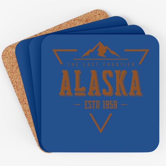 Vintage Denali Mountain Alaska The Last Frontier Logo Coaster