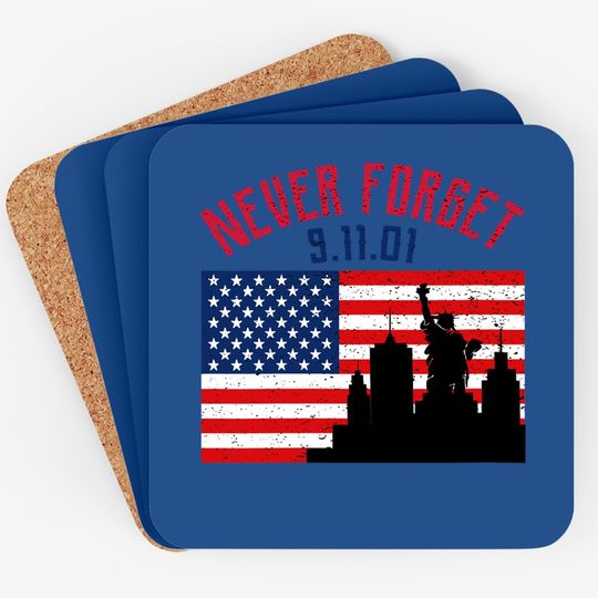 Never Forget Patriotic 911 American Flag Vintage Coaster