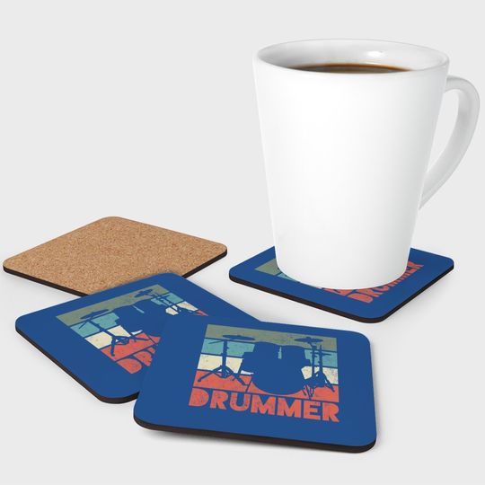 Drummer Drum Set Vintage Retro Gift Coaster