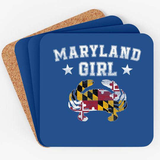Maryland Girl Flag Blue Crab Coaster