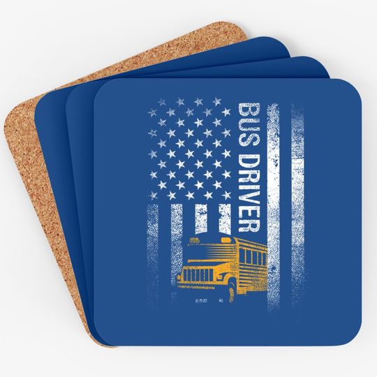 School Bus Driver Usa American Flag Gift Coaster