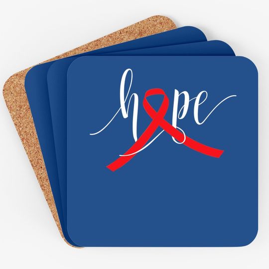 Hope Aids Hiv Red Ribbon Awareness Gift World Aids Day Coaster