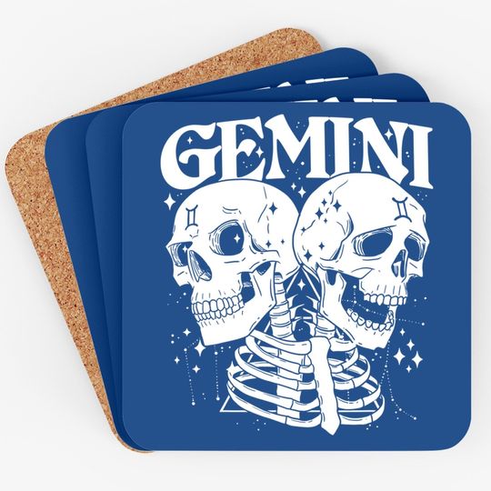 Gemini Faery Crystal Witch Skull Constellation Coaster