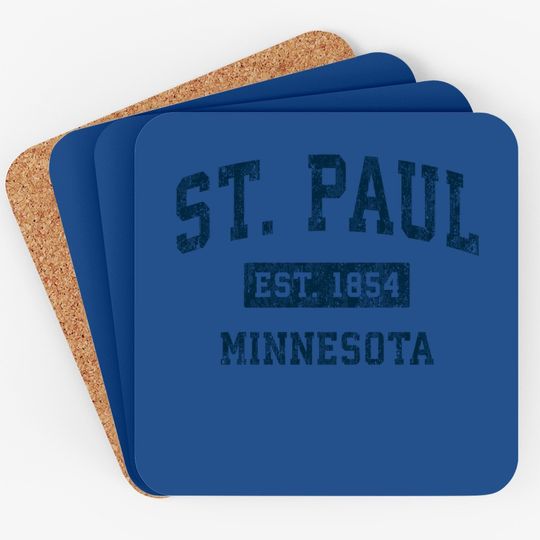 St. Paul Minnesota Mn Vintage Sports Design Navy Print Coaster