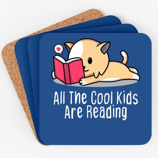 All The Are Reading Coaster Book Cat Lovers Coaster