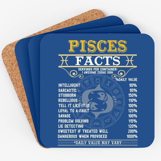 Pisces Facts Zodiac Signs Coaster