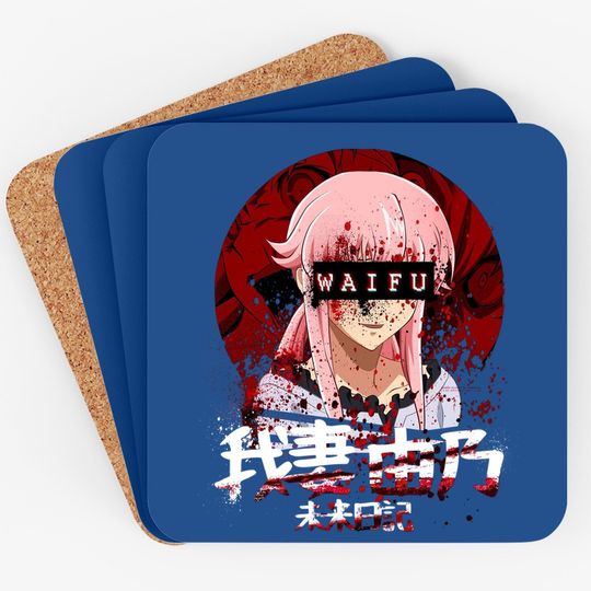 Future Diary Mirai Nikki Gasai Yuno Waifu Cotton Fabric Short Sleeve Coaster