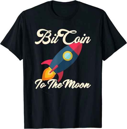 BitCoin To The Moon Cryptocurrency Coin BTC Meme Hodl T Shirt