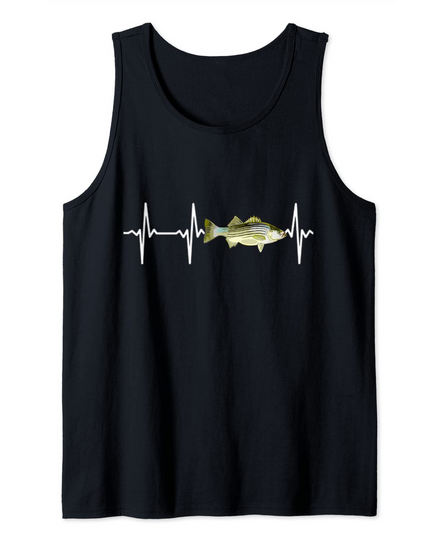 Striped Bass Heartbeat For Freshwater Fish Fishing Lovers Tank Top