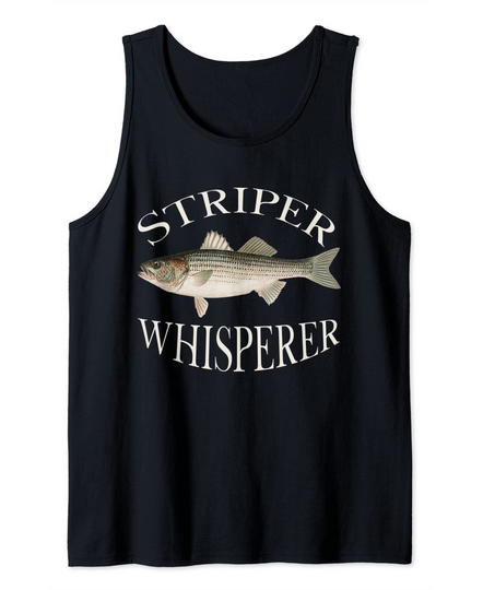 Striper Whisperer Striped Bass Fish Illustration Fishing Tank Top