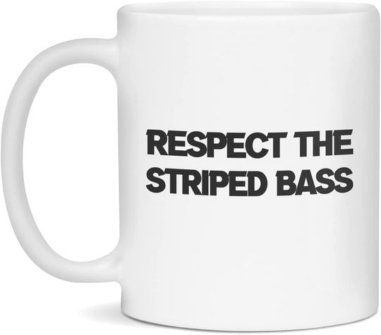 Respect the Striped Bass Ceramic Coffee Mug, White