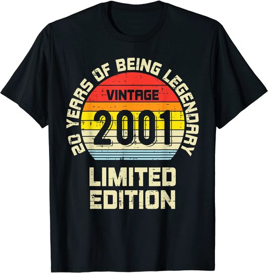 Vintage 2001 Limited Edition 20 Legendary 20th Birthday Gift T-Shirt