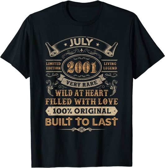 Discover 20th Birthday Gifts 20 Years Old Retro Born In July 2001 T-Shirt
