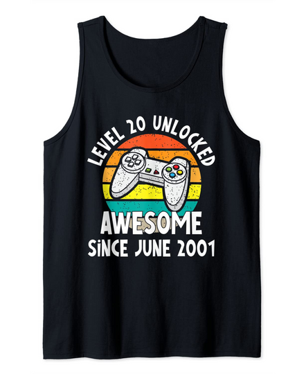 Discover Level 20 Unlocked Awesome June 2001 Video Game 20th Birthday Tank Top