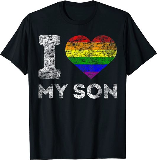 LGBT Pride I Love My Son Rainbow Flag Support Family Lover T-Shirt