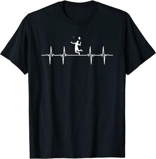 Great Badminton Heartbeat Gift Shuttlecock T-Shirt