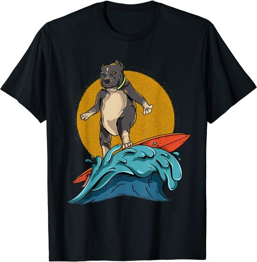 Surfing Pitbull  Hawaiian Pit Bull Dog Surfer T Shirt