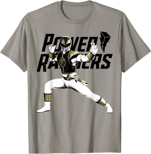 Power Rangers White Ranger Action Pose Logo T-Shirt