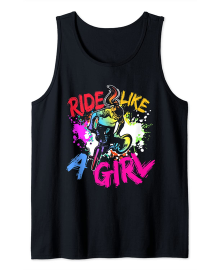 BMX Bike Splash Art BMX Rider Ride Like A Girl Tank Top
