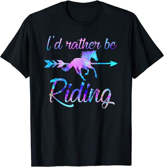 Horse Lover Gift RATHER BE RIDING Equestrian Teen Girl Women T-Shirt