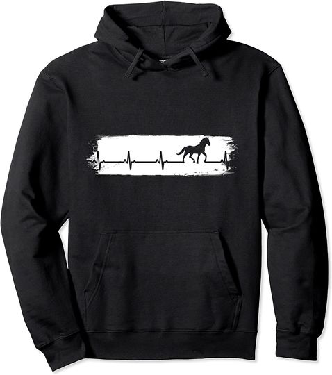 Vintage Horses Heartbeat Equestrian Saddle Horse Dressage Pullover Hoodie