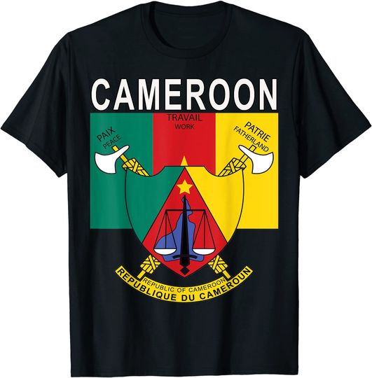 Cameroon Flag and Emblem Design T Shirt