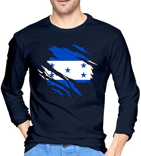 Ripped Honduras Flag Long Sleeves Shirt