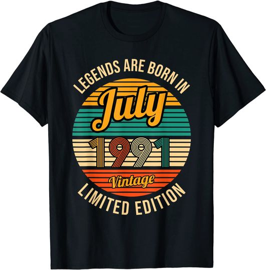 Legends are born in July 1991 30th Birthday Custom T-Shirt