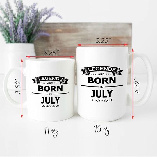 Personalized Legends Are Born In July Mugs, Birthday Coffee Mugs, Novelty Cup Gift Ideas, Ceramic Novelty Coffee Mug, Tea Cup, Gift Present For Birthday, Christmas Thanksgiving Festival