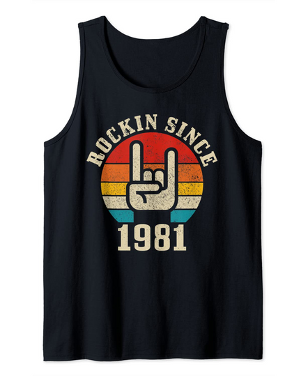 Rockin' Since 1981 Vintage Rock Music 40th Birthday Gift Tank Top