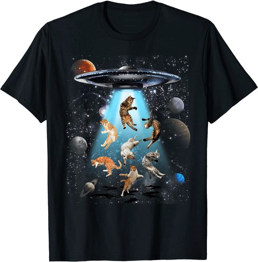 Galaxy Cat UFO T Shirt