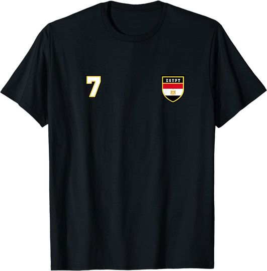 Egypt Number 7 Soccer Flag Football T-Shirt