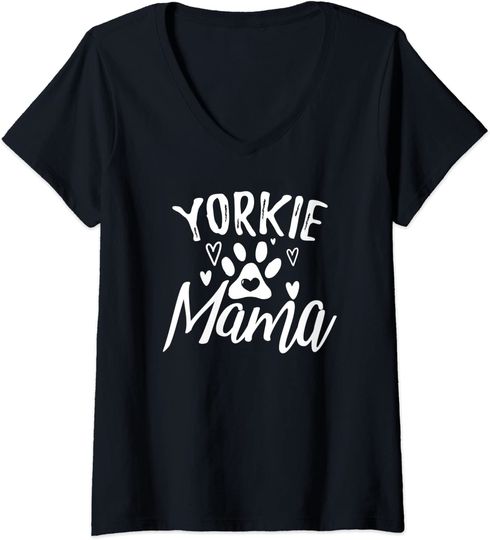 Yorkie Mama Yorkie Lover Owner Gift Dog Mom Mother V-Neck T-Shirt
