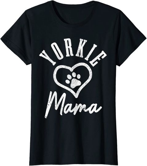 Yorkie Mama Heart Dog Paw Yorkshire Terrier Mom T-Shirt