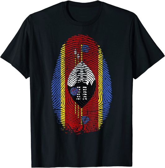 Discover Eswatini Flag Fingerprint It is in my DNA Gift for Swazi T-Shirt