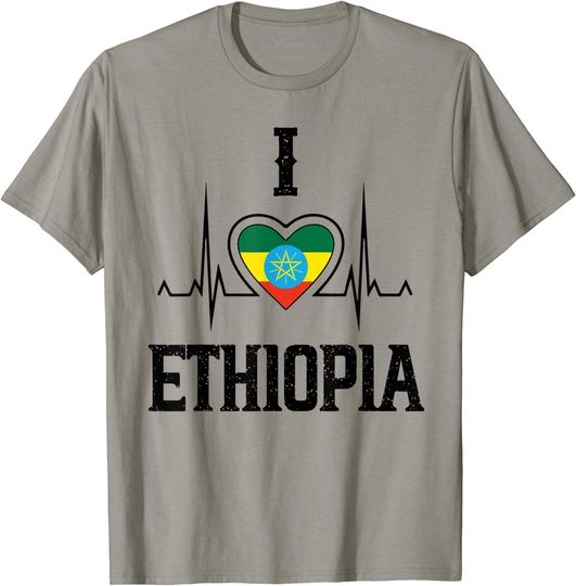Discover Ethiopia Heartbeat Flag Lover T-Shirt